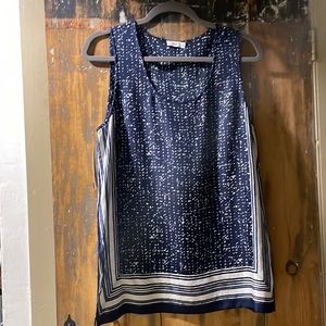 Vince Womens Navy Blue Silk Sleeveless Top Size M